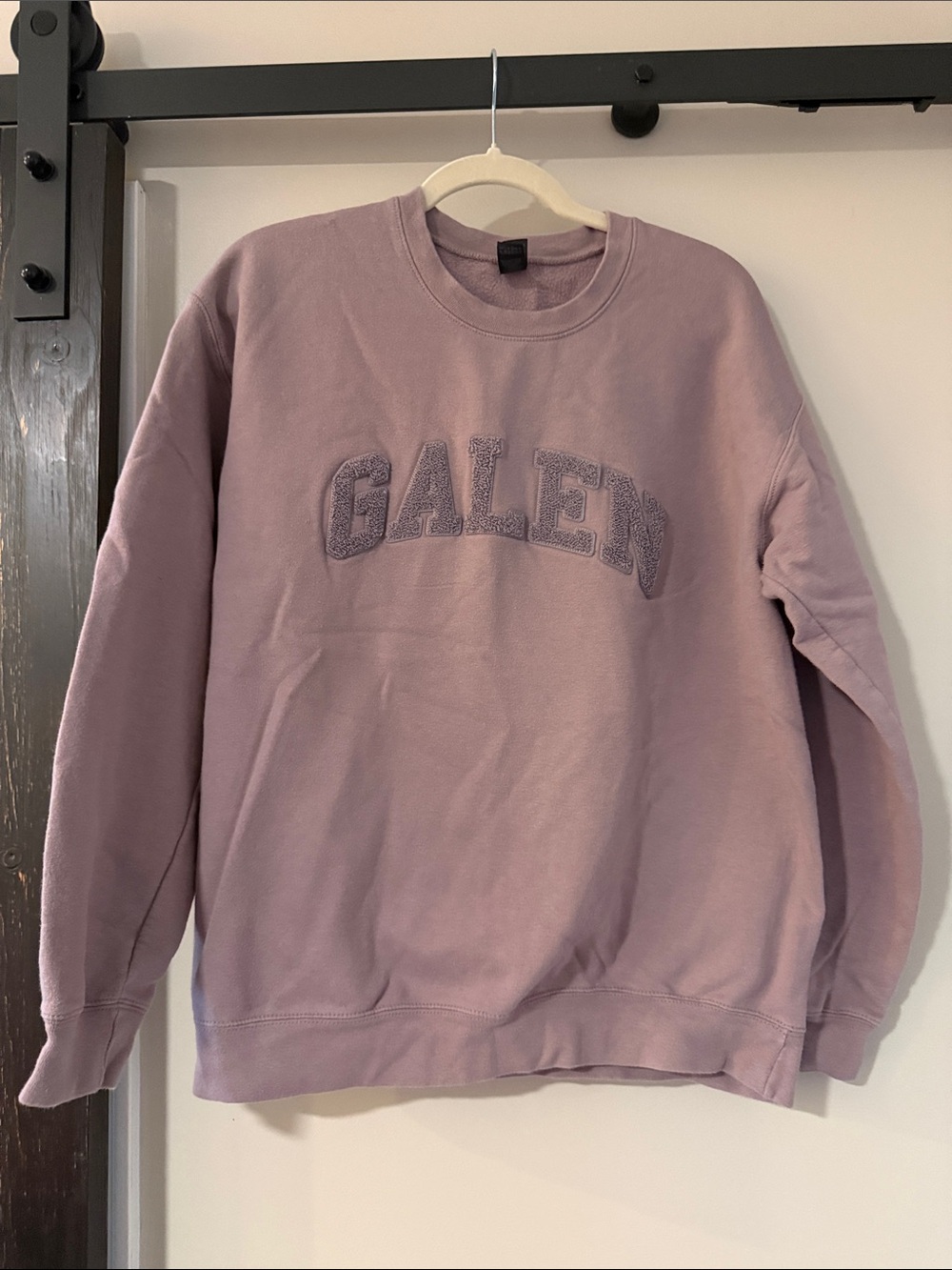 Embroidered Crewneck Sweatshirt in Dusty Lilac - Men's